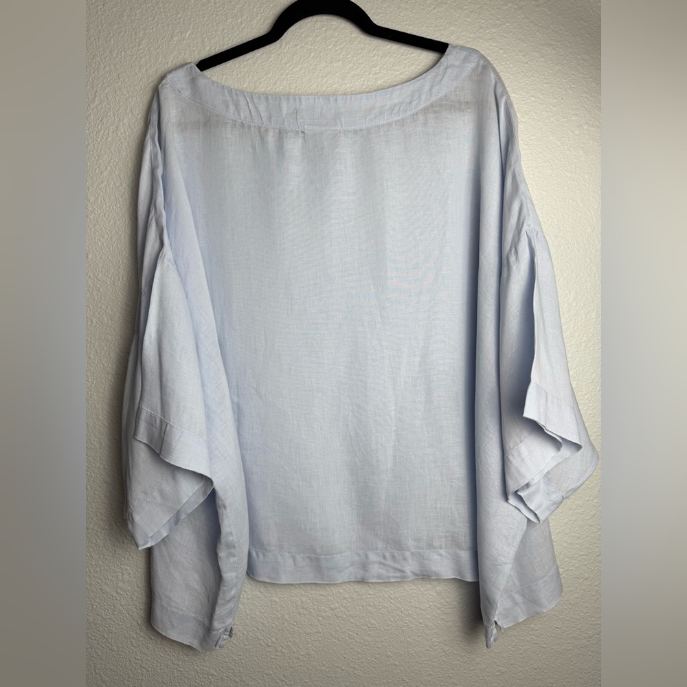 Pure Jill 100% Linen Light Blue Women's Blouse Size 3X. - Picture 7 of 8